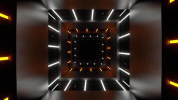 Square Tunnel with Orange and White Neon Lines Background VJ Loop in 4K video