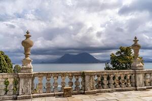 panoramic view from the terrace of the Borromeo palace on Isola Bella towards Lake Maggiore photo