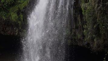 splashes of water waterfall camera movement down close shot in slow motion video