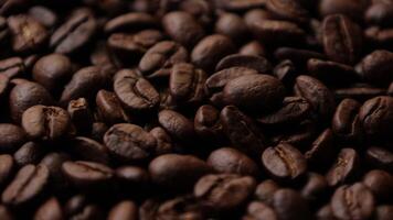 Closeup of brown roasted coffee beans, dark of bean, macro of bean, closeup of a bean video