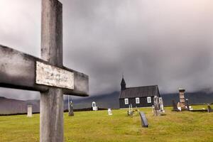 the famous black church of Budir in Iceland photo