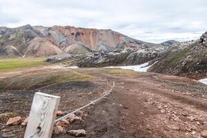 landscape of the desert lands of volcanic origin photo