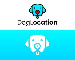 Logo design about pet dog head and location. vector
