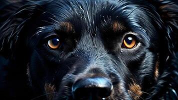Dog against black background. photo