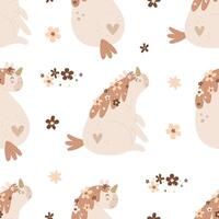 seamless pattern with cartoon unicorns. Magic vector