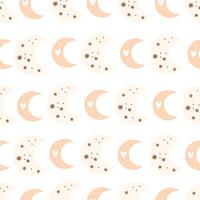 seamless pattern with cartoon moon, decor elements. vector