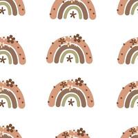 seamless pattern with cartoon rainbows, decor elements vector