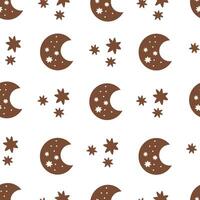 seamless pattern with cartoon moon, decor elements. vector