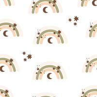 seamless pattern with cartoon rainbows, decor elements vector