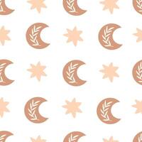 seamless pattern with cartoon moon, decor elements. vector