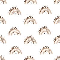 seamless pattern with cartoon rainbows, decor elements vector