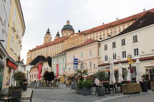 Melk, Austria - May 21 2024 Stift Melk Abbey and Melk Old Town in Austria photo