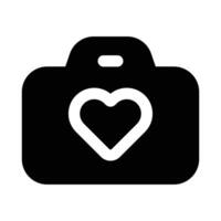Simple Camera Love glyph icon. The icon can be used for websites, print templates, presentation templates, illustrations, etc vector
