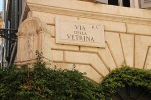 Rome, Italy - September 13 2022 Beautiful Street Name Sign in Rome, Italy photo