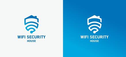 Wifi logo design internet signal technology shield with house roof symbol vector