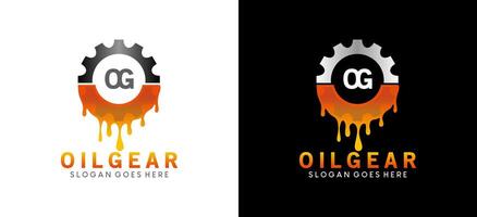 Oil Gear Machine logo symbol design, oil melt logo with gears vector