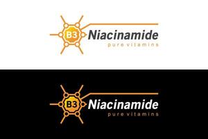 niacinamida vitamina b3 logo ilustración modelo vector