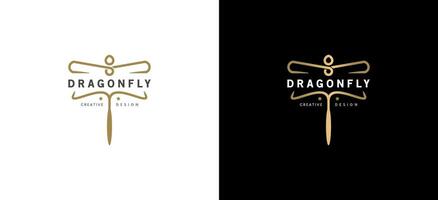 Simple luxury dragonfly logo design template vector