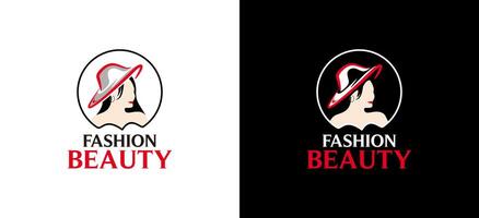 Women's fashion hat logo design, symbol of women's beauty accessories vector