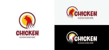 Rustic broiler head logo design, broiler rooster illustration vector