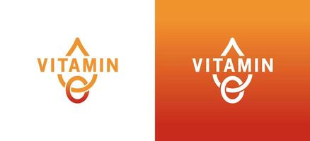 Natural vitamin C logo design with drop symbol and letter C vector
