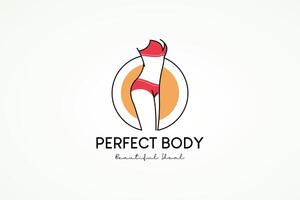 ilustración diseño de dieta logo para un hermoso, ideal, Perfecto mujer cuerpo vector