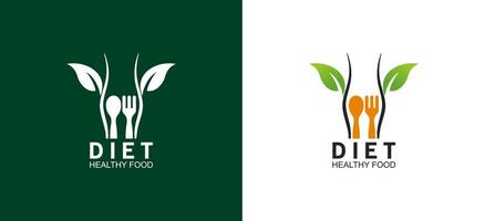 Natural food diet logo illustration design for beautiful woman's body vector