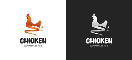 Chicken and egg logo design, illustration of the silhouette of a laying hen farm vector