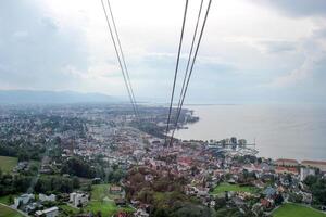 View from the cable car to the city and lake Constance in Bregenz, Austria photo