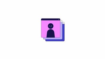 defecto perfil avatar línea 2d objeto animación. oscuro humano silueta en web sitio plano color dibujos animados 4k , alfa canal. anónimo modo para Internet usuario animado articulo en blanco antecedentes video