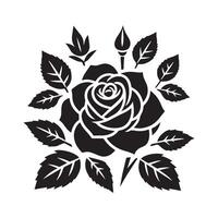 Rose flower silhouette flat illustration vector