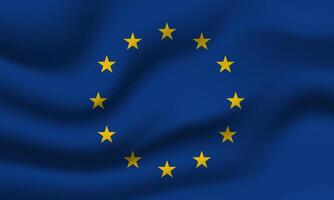 European flag 3d waving banner design background vector