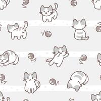 Seamless pattern with cute cat poses vector