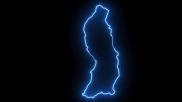 map of Saint-Laurent-du-Maron in Guyana with a blue glowing neon effect video