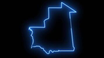 kaart van nouakchott in mauritania met blauw gloeiend neon effect video