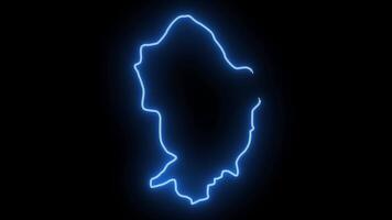 map of Makedonski Brod in North Macedonia with a blue glowing neon effect video