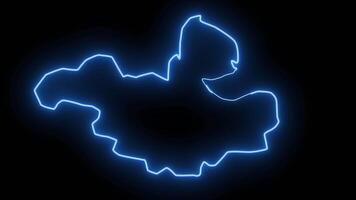 map of Anenii Noi in moldova with neon effect glowing blue video