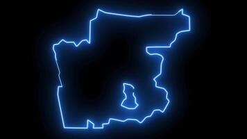 map of Tunapuna in Trinidad and Tobago with a blue glowing neon effect video