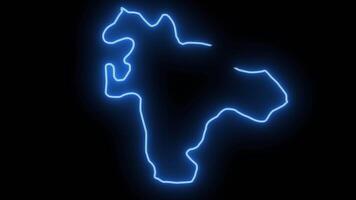 map of Negotino in North Macedonia with a neon effect that glows blue video