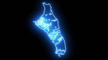 carta geografica di andro isola nel il Bahamas con un' neon effetto quello si illumina blu video