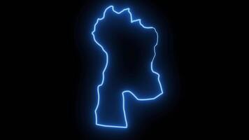 map of Bayankhongor in mongolia with a neon effect that lights up in blue video