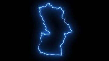 map of Khovd Province in mongolia with a neon effect that lights up in blue video