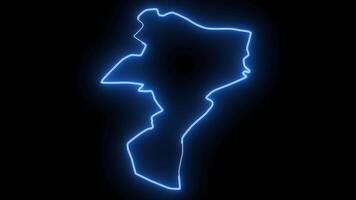 Grevenmacher map of Luxembourg with a neon effect that glows blue video