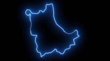 map of Kavadarci in North Macedonia with a blue glowing neon effect video