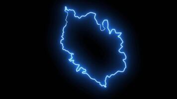 map of Vianden in Luxembourg with a neon effect that glows blue video