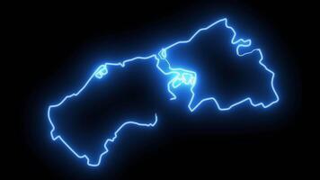 mapa do ciudad guayaná dentro Venezuela com uma azul brilhando néon efeito video