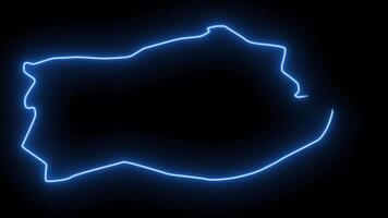 map of Ilirska Bistrica in Slovenia with a neon effect that lights up in blue video