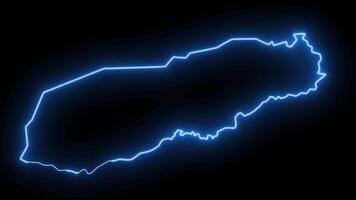 mapa de liquica en Timor leste con un azul brillante neón efecto video