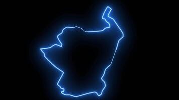 map of Danilovgrad in Montenegro with blue glowing neon effect video