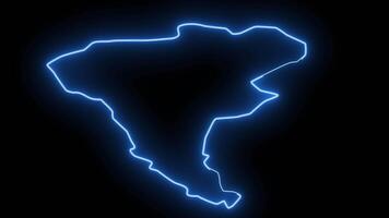 map of Ungheni in moldova with neon effect glowing blue video